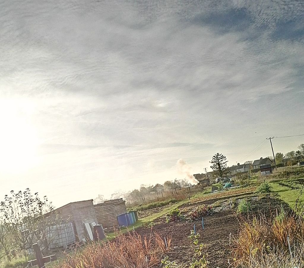 Burning up green waste on Stretham allotments.
